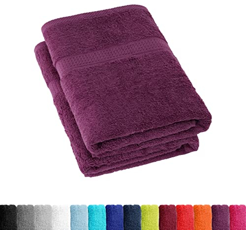 BaSaTex Frottee Duschtücher 70x140 cm, 100% Baumwolle Öko-Tex Made in Green, Duschtuch Badetuch Set 2er Pack Lila