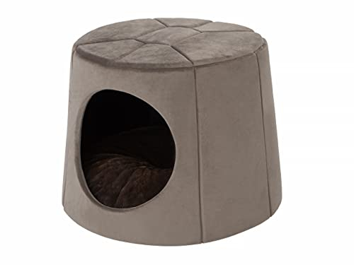 DOGGY Hundehöhle Hundebett Katzenbett Hundehütte Haustierbett Hundehaus Hundeliegen Hundesofa Korb Sofa Hundekissen Schlafplatz, Beige, 1: ∅60 x 45 cm