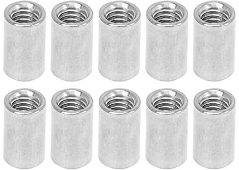 10PCS Manicotti Filettati Rotondi 304 Acciaio Inox Connettore Asta Rotonda M12*1.75-16-L35mm Filo Femmina in Dadi per Manutenzione Meccanica