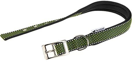 Collare per Cani Riflettente Imbottito DAYTONA DELUXE C25/53, Regolabile, Fibbia in Metallo, Nero-Verde