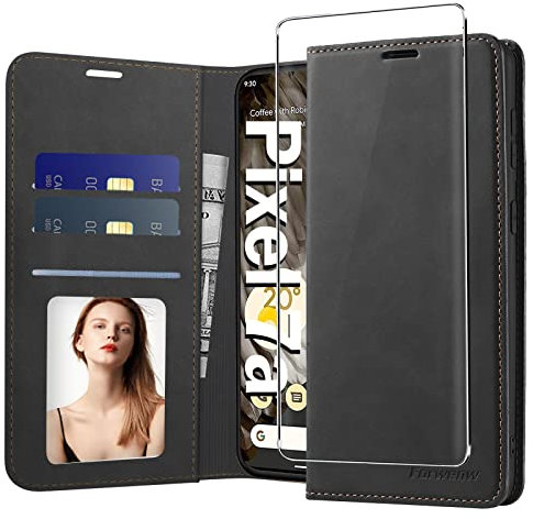 Neivi Coque pour Google Pixel 7A Housse Cuir avec Magnétique Premium Flip Portefeuille Emplacement Carte Fermoir Coque Google Pixel 7A Etui Premium en Cuir,Antichoc Coque Google Pixel 7A (Noir)