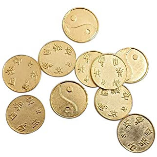 lazzaro italy Monnaies TAO Yin Yang plaqué or - Oracle Iching et pièce porte-bonheur. Diamètre Pièce Cm 2,1-10 pièces