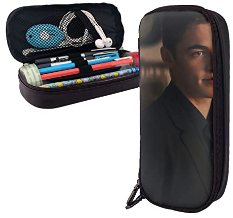 Hero Fiennes-Tiffin Trousse à crayons en cuir avec compartiments Grande pochette de rangement pour bureau collège, couleur, 5.0cm*10.5cm*20.5cm, trousse à crayons