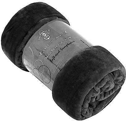 Lions Fleece Throw Blanket - 100% Polyester, Ultra Soft Faux Fur Extra Large Warm Cosy Plain Solid Large Blankets for Sofa Bed Settee Couch (Charcoal, 150x200cm)