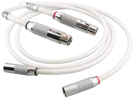 Tirstrup XLR Cable Microphone Cable Silver-Plated Premium 3-Pin Balanced XLR Male to Female Microphone Cable DMX Cable XLR Patch Cable for Microphone, Amplifier, Mixer, Hifi Speaker (1.5 m, White)