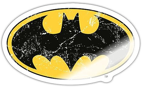 Spreadshirt DC Comics Batman Logo Used Look Sticker, max. 10 x 10 cm, 10 x 10 cm, Weiß glänzend