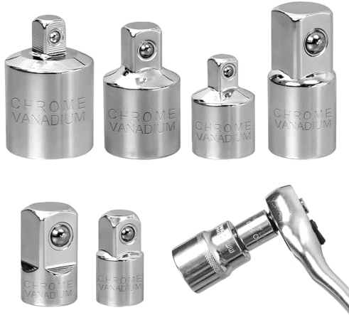 6 Pezzi Set di Adattatori per Bussole,Adattatori per Chiavi a Bussola,Adattatore per Chiave a Cricchetto,da 1/2 à 1/4, da 1/2 a 3/8, da 1/4 à 1/2, da 1/4 a 3/8, da 3/8 a 1/2, da 3/8 a 1/4