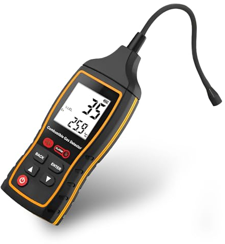 Detector de Gas, Detector de Fugas de Gas Altamente Sensible con Sonda de 26 cm para Propano, Gas Natural, Metano, GLP y Otros Gases Combustibles en Autocaravanas o Hogar - Medición Precisa de PPM