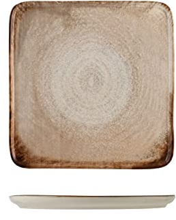 H&H, Artisanal, Set 12 Piatti Quadrati, in Stoneware, Rosso cm 21x21