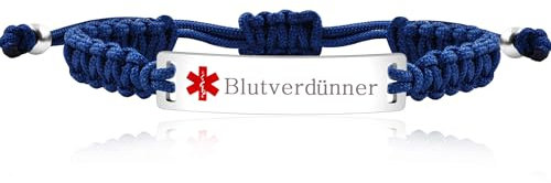 Uloveido Unisex Blau Graviert Blutverdinner Medizinische Identität Armband Y3944