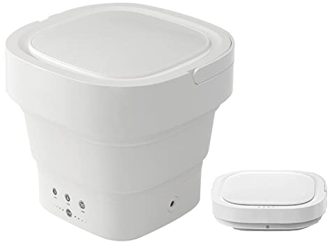 Undres kleine Waschmaschine, Reisewaschmaschine, faltbare Waschmaschine, Mini-Waschmaschine,5L,10W,geeignet für das Waschen von Unterwäsche und anderen weichen Kleidungsstücken.(Eurostecker) (Weiß)