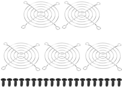 PATIKIL 80mm Fan Grill with Screws, 5 Pack Chrome Plated Iron Frame Ventilator Grill Protector Mesh Dustproof Case Cover for Computer PC, Silver Tone