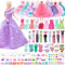 70Pcs Doll Clothes and Accessories Set for Bar-bie, 11.5 Inch Doll Outfit Including Princess Gowns Top&Pants Fashion Dress Slip Dresses Swimsuits for Girls Birthday Gifts(Random Style)