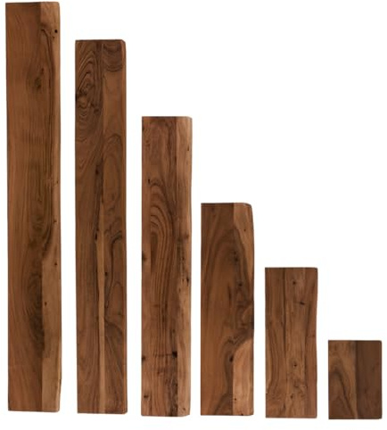 trelevo Wandregal 30x20 cm Akazienholz massiv nussbaumfarben Baumkante | 26mm, Regalbrett, Steckboard inkl. Halterung