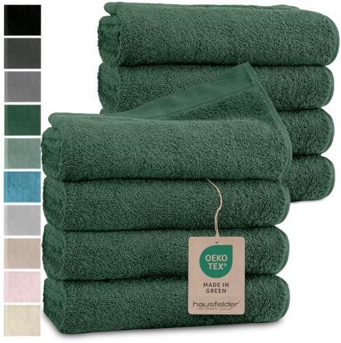 Hausfelder Handtücher 8er Set, 50x100cm, Dunkelgrün | Premium 500g/m² Handtuch Set, 100% Baumwolle, Ökotex Zertifiziert, Farbe: Dunkelgrün