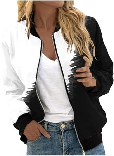 HAOLEI VêTements Femme Soldes Veste Bomber Légère Femme Jacket Court Poches Blouson Vintage Motard Zippée