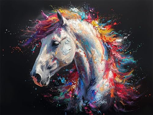 Einhorn Malen Nach Zahlen Erwachsene, Pferd Malen Nach Zahlen Kinder Klein 90x120cm, DIY Set Erwachsene Handgemalt Leinwand Ölgemälde, Acrylfarbenn mit 3 Set Pinseln, Zimmer Deko Aesthetic -Y675