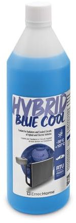 Errecom Hybrid Blue Cool, Liquide de Radiateur pour Voitures hybrides et électriques -30°C/+107°C, antigel avec paquet d'inhibiteurs OAT avec phosphates, Prêt à l'emploi, 1 Litre