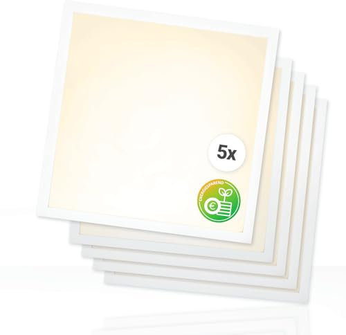 Xtend EcoLight 5x LED Panel 62x62cm 4000K Neutralweiß 25W 4500lm Rasterleuchte energieeffizient LED Deckenleuchte flimmerfrei Netzteil Backlit BLs2.0