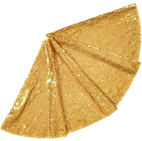 Morbuy Weihnachtsbaumdecke,Glitzernde Weihnachtsbaum Rock Rund, Weihnachtsbaum Weihnachtsdeko, Rund Christbaumdecke für Neujahr Party Zuhause Feier Weihnachten Deko (Gold,120cm)