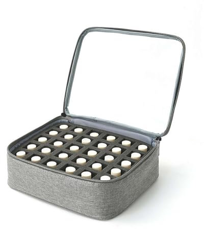 Trousse de rangement pour vernis à ongles, pour 30 flacons (15 ml) - Portable - Pour vernis à ongles - Trousse de voyage pour manucure, gris