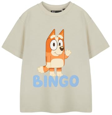 Bluey Cartoon Kids T-Shirt Crew Neck Short Sleeve Graphic Tee | Plain Classic Casual Wear Top | Children's Character Apparel