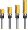 4 Pcs 1/4 Inch Shank Flush Trim Pattern Bit Set Straight Flush Trim Tools with Bearing Template Router Cutter Professional Wood Top Woodworking Groove Milling Cutter Tools for Wood Particleboard Mdf