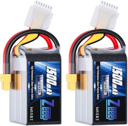 Zeee 6S Lipo 22.2V 120C 1500mAh mit XT60-Stecker RC Akku kompatibel für FPV-Drohne Quadcopter Hubschrauber Flugzeug RC-Boot Auto-Rennmodelle (2pcs)