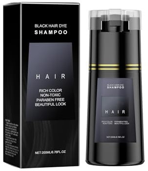 Shampoo Schwarze Haare, Black Hair Dye Shampoo 3in1, Haarfarbe shampoo,Grey Attack shampoos Anti Grau Effekt Farbshampoos Gegen Graue haare für Coloriertes für Frauen und Männer,200ml