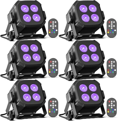 Oloaxolx 6 Stücke RGBW 4-in-1 LED Par Mini Bühnenlichter leichte mit DMX512, klanggesteuert, 4/8-Kanal Par Scheinwerfer für Zuhause, Party, Show, Event