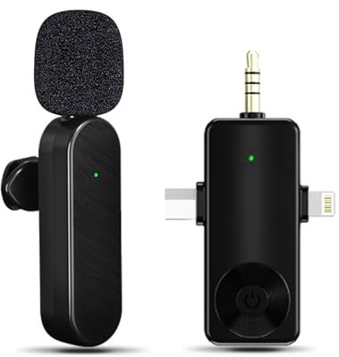 Bayanbulu Wireless Lavalier Microphones, 4-in-1 Universal Receiver for Android iPhone iPad Laptop & Camera, USB-C, Wireless Mini Microphone for Video Recording, Vlog, YouTube, TikTok