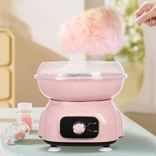 500W Zuckerwattemaschinen Set, mit 10x Bambus-Stäbchen & 1x Plastikstab & Löffel, Elektrische Zuckerwattemaschine, für weißen Zucker,farbigen Zucker, Würfelzucker Zuckerwatte