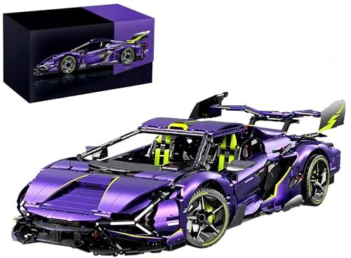 MOCSETS Technik Auto für Lambo Sian, 3654 Teile, (Mit Originalkarton) | Modellauto-Bausatz im Maßstab 1:8, Klemmbausteine Rennauto Modellbausatz, Sportwagen Sammlerstück Geschenke für Autofans