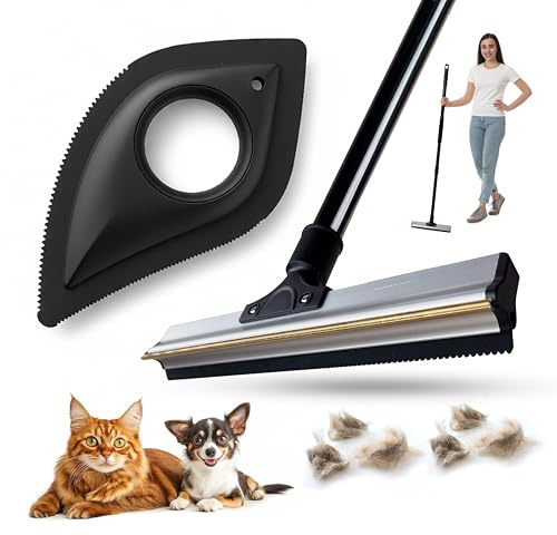 Curioh Ultimate 2-in-1 Carpet Rake and Pet Hair Removal Tool for Floors, Cars & Rugs - Long Handle Carpet Scraper tool and Small Cat and Dog Hair Remover for Cleaning - Pet and Lint Brush is UK OWNED