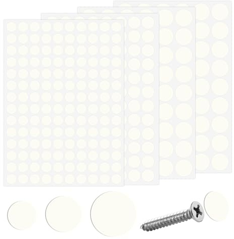 JJWNMLL 344PCS Screw Covers Screw Caps Stickers,Creamy White - 12/15/21mm | Self Adhesive PVC Dustproof Sticky Screw Covers for Furniture Wall Cabinet Desk