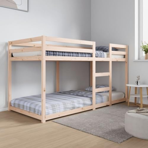 QJBSAVVA Etagenbett Kiefer massiv 205,5x95,5x112 cm Jugendbett ohne Matratze platzsparendes Doppelbett für kleine Zimmer und Gästezimmer