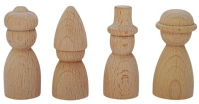 tuwiwol 4pieces Wooden Peg Dolls Set for DIY Crafts Unfinished People Figures for Kids Creative Markers Can Crayon