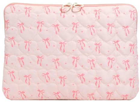 SDSFGX Cute Bow Print Laptop Sleeve 13-15 Inch Y2K Preppy Padded Case for MacBook Air Pro Kawaii Protective Computer Pouch