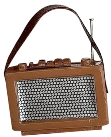 FQRDKT Miniaturradio 1 12 Mini Radio Modell Puppenhaus Schallplattenspieler Figur Kunstharz PU für Bastelzimmer Wohnzimmer Kinderzimmer, Braun