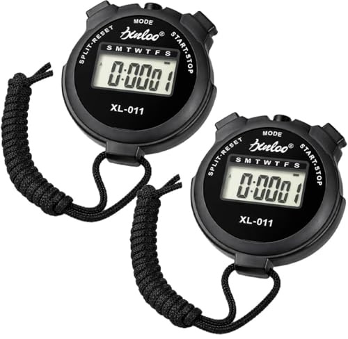 Stalora 2 Pièces Chronomètre Électronique Numérique, Minuteur de Sport Multifonction Étanche avec Lanière, Montre Chronomètre d'Arbitre pour Entraînement, Natation, Course et Enfants