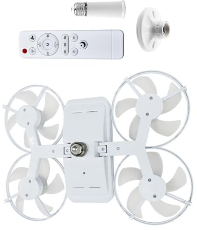 Kaeltsyn Deckenventilator Leuchte mit E27 Fassung Verlängerung und 3 Geschwindigkeitsstufen Praktisch für den Heimgebrauch