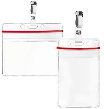 Karteo® Ausweishülle horizontal mit Clip | Vinyl Kartenhalter transparent mit Sicherheitsverschluss für bis zu 10 Karten | Hüllen für Ausweise Dienstausweise Pässe