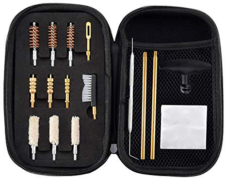 BOOSTEADY Kit de Nettoyage Universel pour Pistolet, .357/.38/9mm.40.45 Calibre pour Fusil, Kit Nettoyage Arme, Nettoyage Armement, Brosse en Laiton, Jag et Vadrouilles en Coton