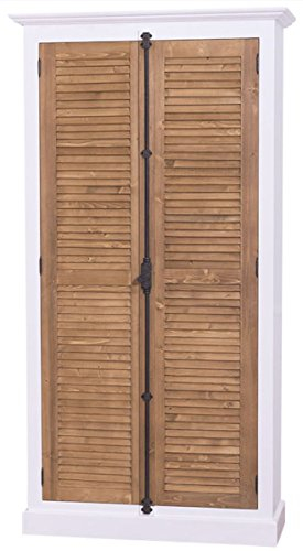 Casa Padrino Landhausstil Kleiderschrank Weiß/Braun 109 x 39 x H. 210 cm - Landhausstil Schlafzimmermöbel