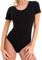 Magi Damenbody mit kurze Ärmel und Rundhals Damen Tshirt Overall Bodysuit Unterzieh-Body optimale Passform Sportlicher Tanz-Body für Frauen (XL, Schwarz)