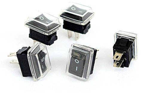 Switian 5 Pcs Interrupteur bascule mini bateau 3A 250 V/6A 125 V AC 2 Pin I/O SPST