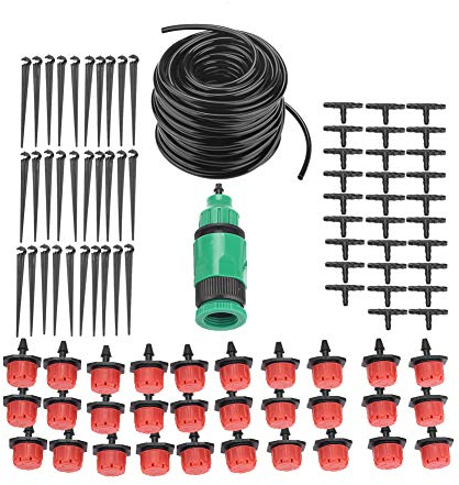Micro Kit d'irrigation à Goutte Irrigation Goutte à Goutte Réglable de Jardin DIY Système d’Arrosage Automatique Kits Tuyau d'Arrosage De Jardin Pour Plate-Bande Plantes de Patio Gazon (25m)