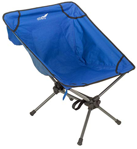 Divero Ultraleichter Campingstuhl Campingsessel federleichter Angelsitz Faltstuhl blau Stahlrohr und Polyester Transporttasche klappbar für Camping Garten UVM