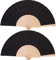 Chuangdi 2 Stücke Holz Fan Stoff Hand Falten Fans Handheld Fans Handwerk Fan Dekoration Fan Geschenk Fan mit Kordelzug Organza Taschen für Männer Damen Mädchen (Schwarz)