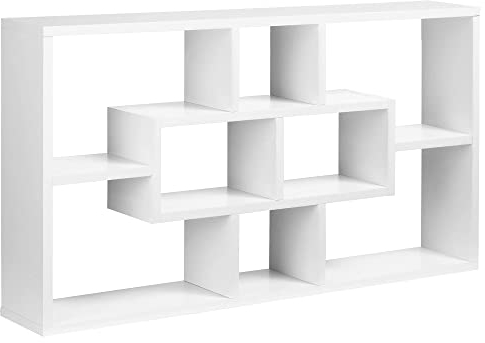 HOMCOM Estante de Pared Decorativo Juego de 8 Estantes Estantería para Libro CDs Baldas Flotantes Cubos Modernos 85x14.5x47.5cm Carga 20kg Madera